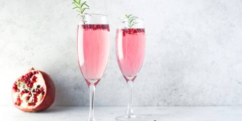 champagne-style mocktails made with pomegranate and raspberry.