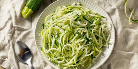 a bowl of zucchini noodles