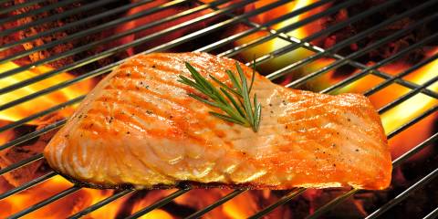 a salmon fillet on the grill