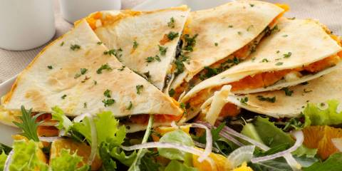 Pumpkin Spinach Quesadillas ready to be served.