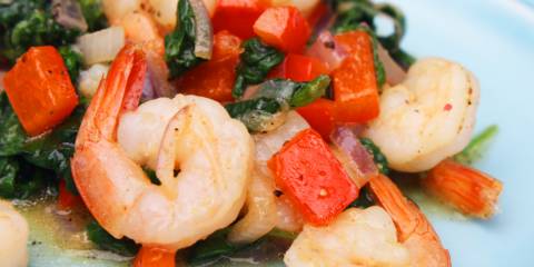 Shrimp and Wilted Greens