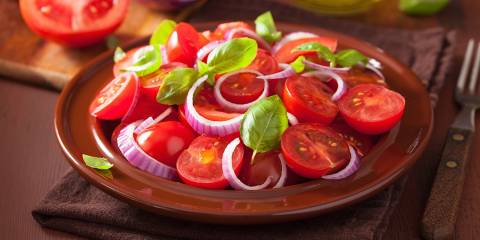 A plated tomato salad