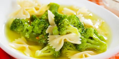 A bowl of Broccoli Soup with Pasta.