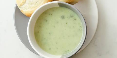 a creamy bowl of green soup