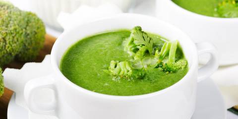 a bowl of creamy broccoli soup