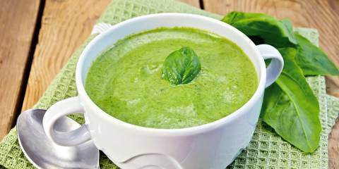 a bowl of spinach soup