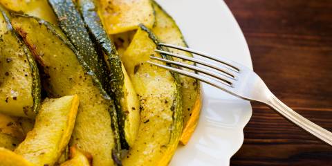 a hot plate of roasted zucchini