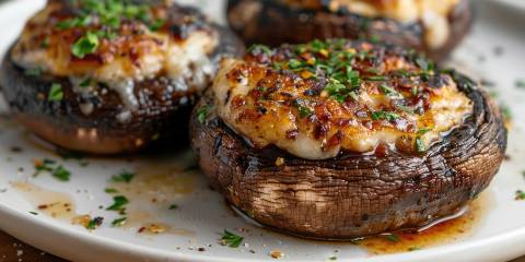 stuffed portabello mushrooms topped with cheese
