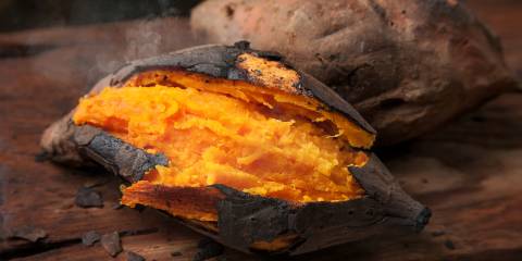 a tender baked sweet potato