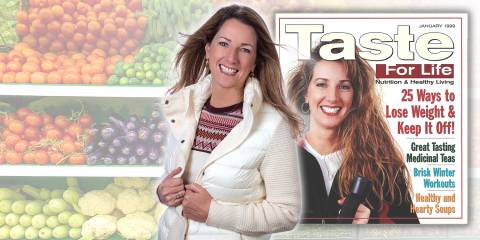 Holly Connell on the cover of Taste For Life magazine, then and now