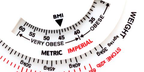 a slide-rule used for calculating body mass index