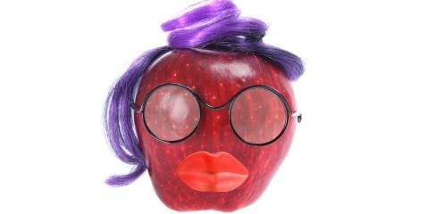 Apple decorated as a face