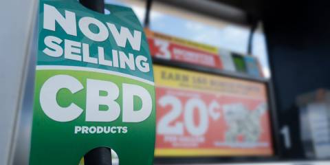 a gas station advertising CBD products