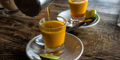 two mugs of Jamu, a traditional Indonesian tonix for immunity