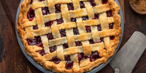 a freshly-baked homemade cherry pie with a gluten-free crust