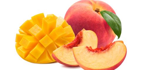 slice mango and peaches