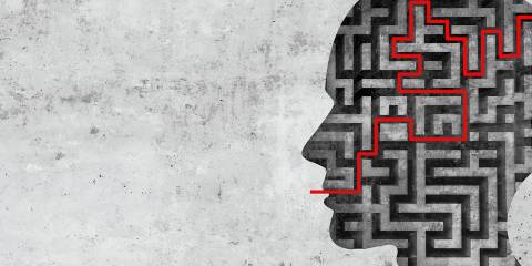 an illustration of words trying to leave the brain and go out the mouth