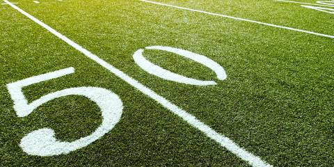 the 50-yard line on a football field