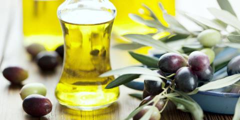 A bottle of fresh olive oil