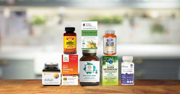 a variety of all-natural supplements and superfoods for energy