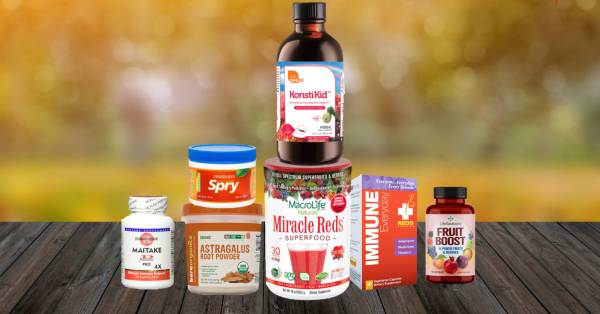 a selection of all-natural supplements and superfoods