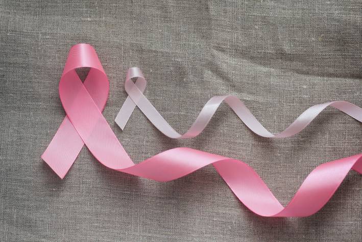 A large and a small breast cancer awareness ribbons.