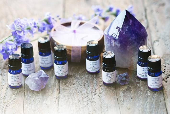 a selection of essential oils from Vibrant Blue Oils