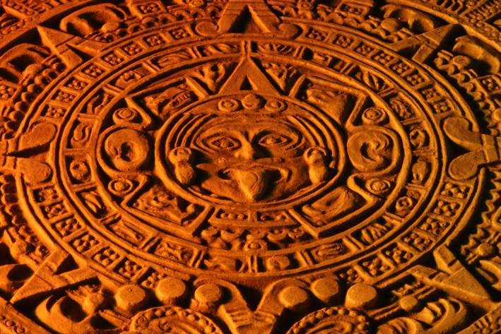 a close-up of the Mayan calendar