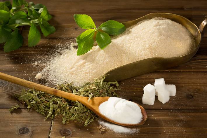 A scoop of stevia, a natural sugar alternative