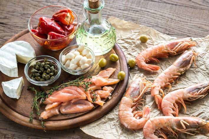 A display of ingredients used in the Mediterranean diet