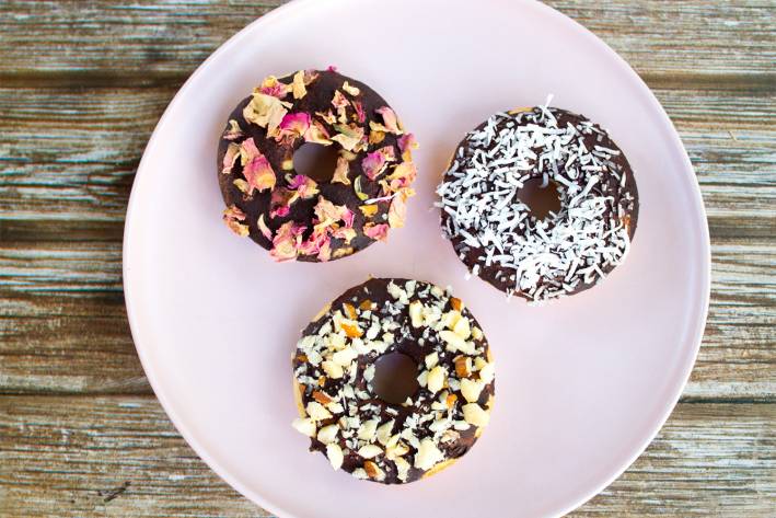 wheat-based donuts with nutty toppings