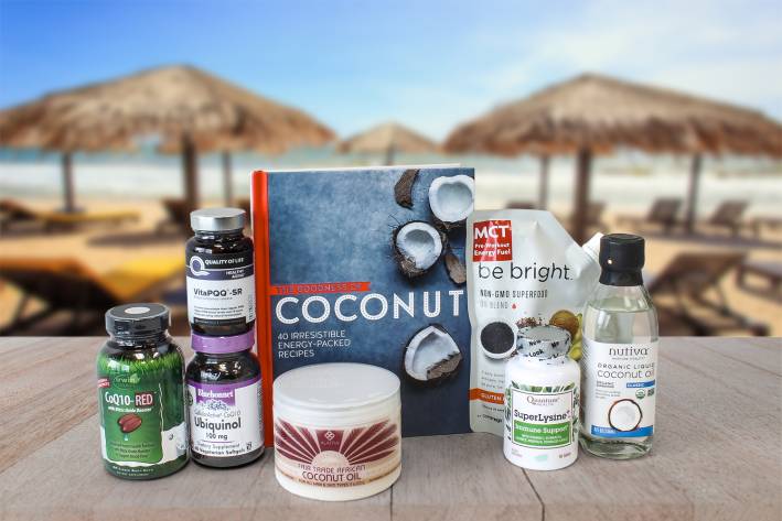 A selection of all-natural coconut products and CoQ 10