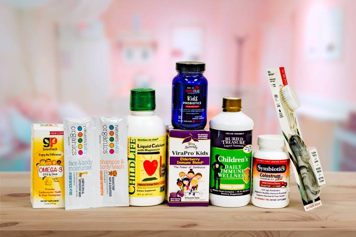 a collection of all-natural supplements for kids, and a cool toothbrush