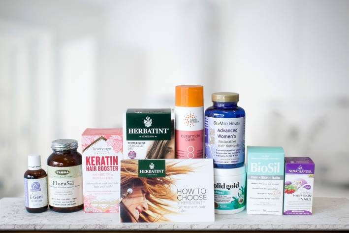 A selection of all-natural supplements and beauty products