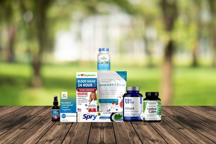 a collection of all-natural supplements and body care products