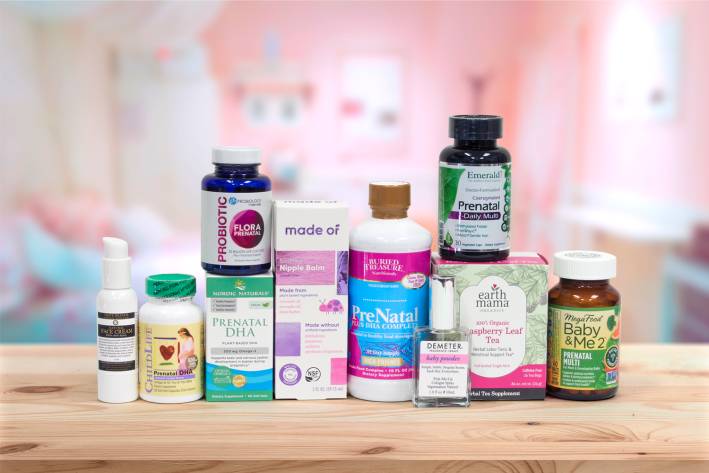 a selection of all-natural prenatal support products