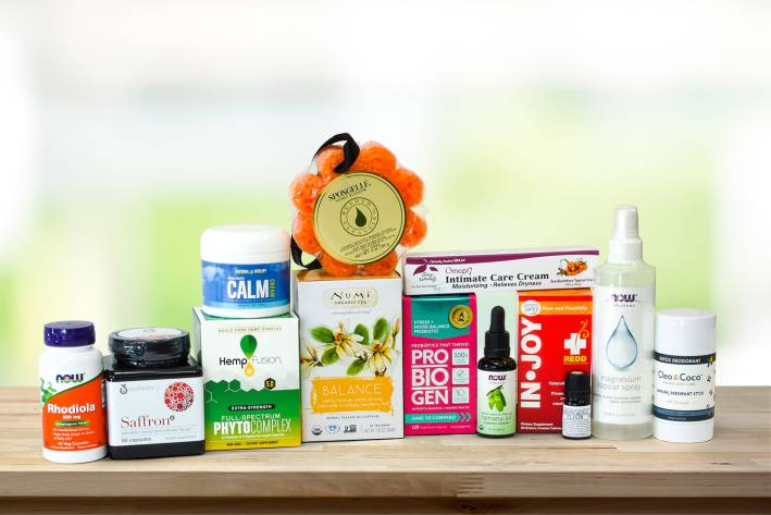 A collection of all-natural body care products and supplements