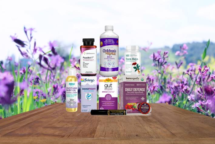 a selection of all-natural supplements and body care products
