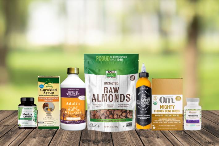 a selection of all-natural foods and supplements