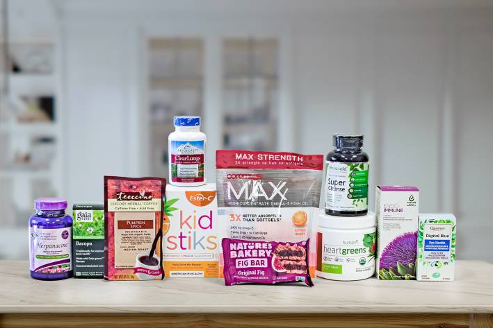 a collection of various all-natural foods and supplements