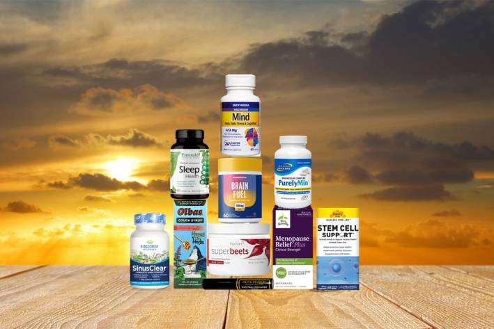 a selection of all-natural supplements for mind, body, and mood