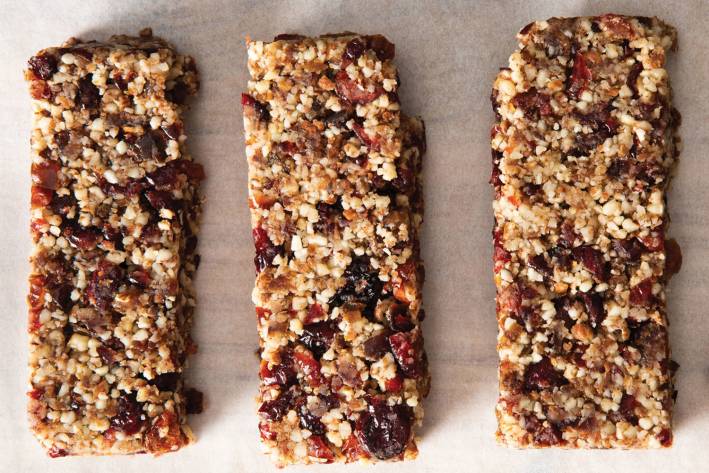 almond energy bars with cranberries and dates