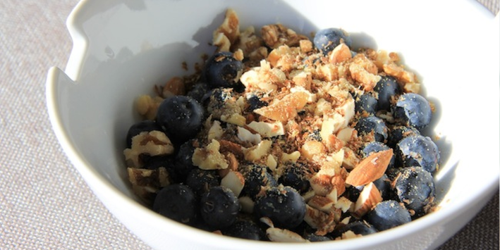 A bowl of Blueberry Morning breakfast.