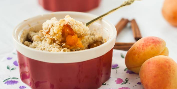 Peach and Apricot Crisp with Cashew Oat Topping