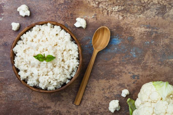 Cauliflower Rice with Zucchini Parmesan Cheese and Basil Taste