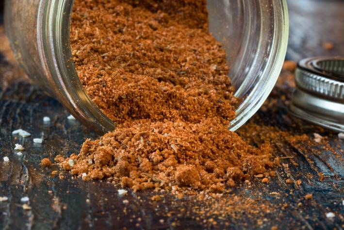 Homemade BBQ spice rub for meat.