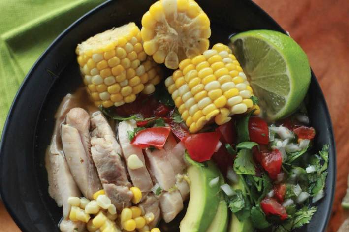 Colombian-Style Chicken With Corn, Avocado and Lime