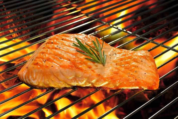 a salmon fillet on the grill