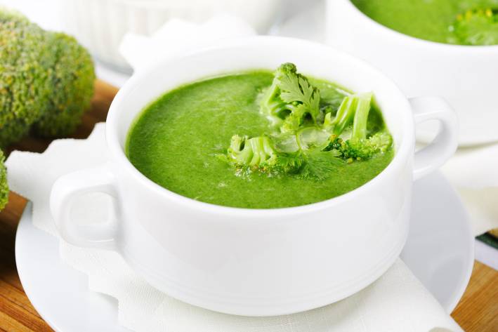 a bowl of creamy broccoli soup