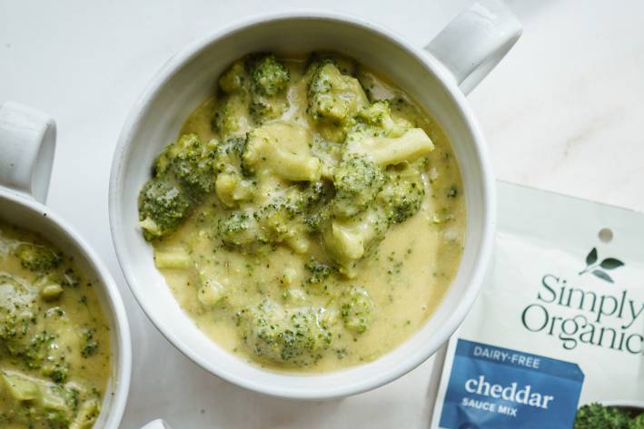 a bowl of broccoli-cheddar soup
